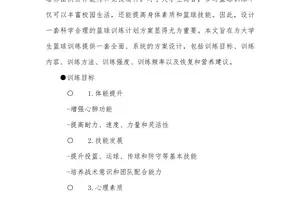 标题:大学生如何利用篮球训练咨询规划未来